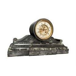 19th century - Belgium slate mantle clock with a visible escapement