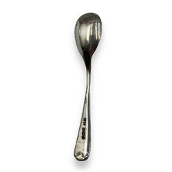 Set of six silver teaspoons by W H Haseler Ltd, Birmingham 1923, two further silver teaspoons, silver serviette ring and silver mustard spoon (10)