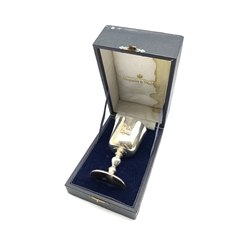 Silver goblet commemorating Winston Churchill centenary 1874-1974 with gilded interior Maker Mappin & Webb H12cm, cased 5.3oz