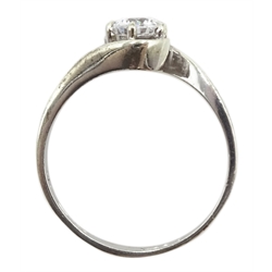 9ct white gold single stone white spinel ring, hallmarked