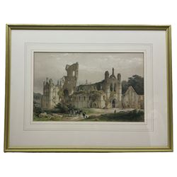 George Hawkins (British 1819-1852) after William Richardson (British fl.1842-1877): 'Kirkstall Abbey from the North West' and 'Whitby Abbey from the South West', pair engravings with hand colouring 30cm x 47cm (2)