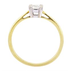 18ct gold single stone emerald cut diamond ring, London 2012, diamond approx 0.50 carat