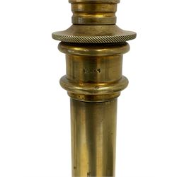 Hinks - brass art nouveau period telescopic standard lamp with peg feet