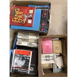 Quantity of Polish book and magazines in six boxes etc