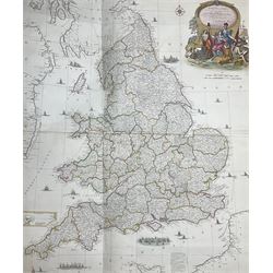 John Rocque (French/British c1704–1762): 'England and Wales drawn from the most accurate surveys containing all the cities boroughs market towns & villages', engraved map with hand colouring pub.c1790 by Sayer 120cm x 100cm (unframed)