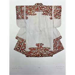Japanese School (20th century): Kimono, folio ten lithographs of kimonos dated 1938, 50cm x 37cm 
