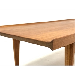 Finn Juhl for France & Sons - Rare early 'model. 532' solid teak coffee table, outer facing ridge supports, with two labels underneath, circa.1959/1960, 145cm x 54cm, H41cm