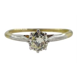 Gold single stone round brilliant cut diamond ring, stamped 18ct Plat, diamond approx 0.30 carat