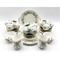 Royal Albert Brigadoon pattern tea service for twelve, comprising teacups, saucers and tea plates, two sugar bowls, two milk jugs and two cake plates 