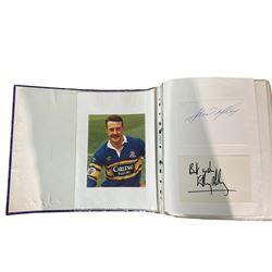 Rugby League, Union and other autographs and signatures including, Jonathan Davies, Paul Newlove, Martin Offiah, Wayne Shelford, Rob Andrew, Mike Tindall etc and various team sheets, in one folder