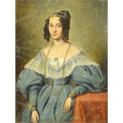 English School (Early 19th century): Portrait of 'Henrietta', oil on panel unsigned, inscribed on a later label verso 19cm x 14cm