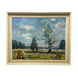 Smythe (British mid 20th century): Cotswolds Rural Landscape, oil on board signed 39cm x 50cm