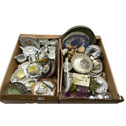 Lladro Cherub, Coninental porcelain, Franconia part tea set, onyx grapes and miscellanea in two boxes