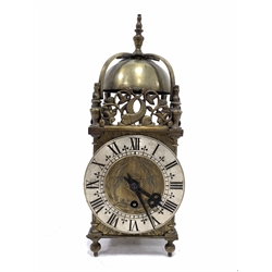 20th century brass lantern clock, 30 hour platform balance movement stamped 'Elliott' 