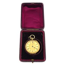 Early 20th century gold open face ladies keyless cylinder pocket watch, stamped 18K