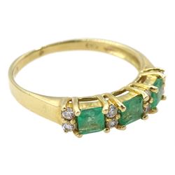 14ct gold emerald and round brilliant cut diamond ring, stamped 585 