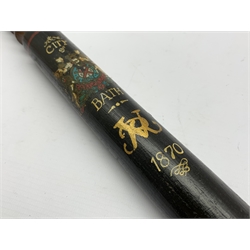 Victorian policeman's truncheon, painted with The City of Bath and Coat of Arms, L43cm 