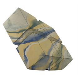 Ben Arnup (British 1954-): stoneware trompe l'oeil angular form sculpture, signed and numbered beneath, H30.5cm x W33cm approx