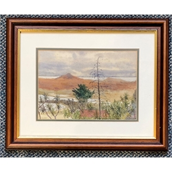 20th century watercolour of a landscape inscribed Eids, 17cm x 24cm, R L Young - pastel drawing 'Around Stockworth', 46cm x 62cm and two other pictures (4)