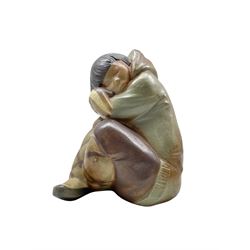 Lladro Gres figure of a sleeping Eskimo boy designed by Juan Huerto H27cm