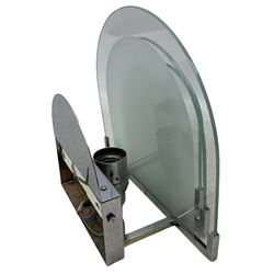 Art Deco chrome wall light, having three partly frosted arched glass diffusers, W24.5cm x H22.5cm 
