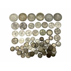 Approximately 260 grams of Great British pre 1920 silver coins including King George V 1912, 1914, 1915, 1916 and 1918 half crowns, various threepence pieces etc