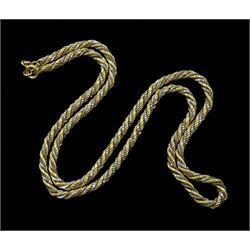 9ct white and yellow gold rope twist necklace, hallmarked