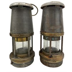 Four steel and brass miners lamps, by Wolf Safety Lamp Co William Morris Ltd, Sheffield, type FS, GPO 1965, 1967 and 1968 x2