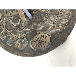 Brass sundial on green painted leaf moulded cast iron pedestal base (H69cm) together with an Edwardian 'Hobbies A.I.' cast iron treadle fret saw, (H88cm)