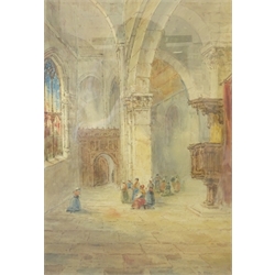 David Roberts R.A. (Scottish 1796-1864): 'Rheims Cathedral', watercolour signed and dated 1861, titled verso 35cm x 25cm