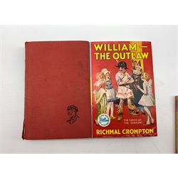 Richmal Crompton - 'William the Outlaw'  published 1963, unclipped dust jacket, 'William Carries On' published 1963, unclipped dust jacket , two other William books and two paperbacks (6)