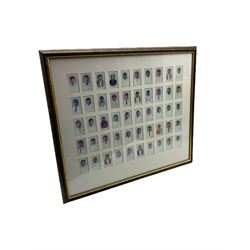 Two sets of fifty Players cigarette cards Cricketers 1934 and 1938,  a reproduction set of Wills cricketers 1901 and one other set of Players cricketers caricatures, all framed  