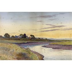 M Jackson (British 19th/20th century): River and Coastal Landscapes Near Norfolk, pair watercolours signed and dated 1912, 30cm x 45cm (2)
