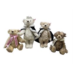 Four Steiff bears comprising 'Princess Charlotte The Steiff Royal Baby Bear', 'Royal Baby Windsor Teddy Bear' both limited edition of 1,500, 'Diamond Coronation 2013' (boxed) and 'Long to Reign over us' white 30cm, all with certificates (4)