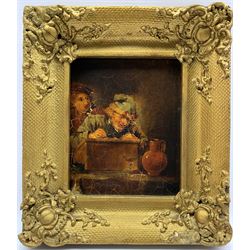 Continental School (19th Century): A Scribe and His Student, oil on board unsigned 17cm x 14cm