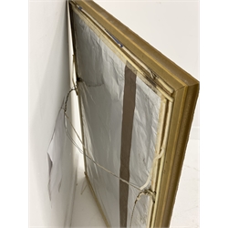 20th century gilt framed wall mirror, with moulded frame enclosing a bevelled mirror plate
