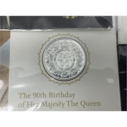 Six The Royal Mint United Kingdom fine silver twenty pound coins, all on cards (6)