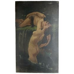Italian School (19th century): The Kiss of the Siren and Shepherd, oil on canvas unsigned 127cm x 76cm (unframed)