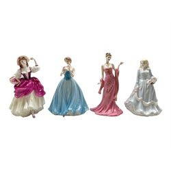 Four Coalport limited edition porcelain figures comprising 'Ripe Cherries Ripe', 'Dearest Rose', 'Mystique' and 'Yorkshire Rose' (4)