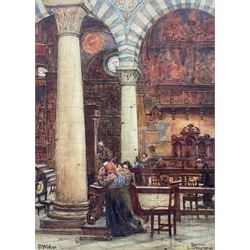 John Dobby Walker (British 1863-1925): Interior of 'Duomo San Gimignano' Italy, watercolour signed and titled 37cm x 27cm