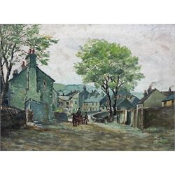 Arthur W Newsholme (Northern British 1920-): Horse and Cart in a Yorkshire Village, oil on board signed 22cm x 30cm