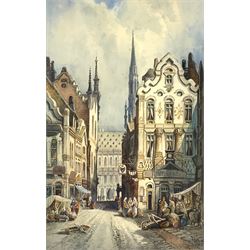 Charles James Keats (British 19th century): 'Brussels', watercolour signed titled and dated 1885, 50cm x 32cm