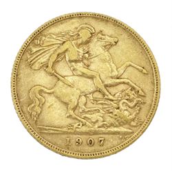 King Edward VII 1907 gold half sovereign coin