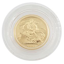 Queen Elizabeth II 1997 gold proof half sovereign coin, cased with certificate