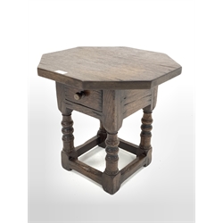 Titchmarsh and Goodwin octagonal occasional table, with single drawer,  raised on turned and block supports