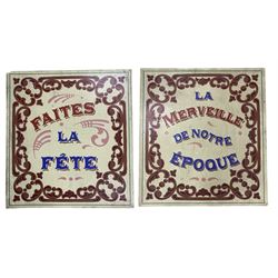 Two French circus  posters 'Faites la Fete' and 'La Merveille de Notre Epoque' 71cm x 77cm together with a circualr sign painted with Wile. E. Coyote (3)