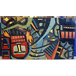 Contemporary School: Abstract, very large oil on canvas unsigned 87cm x 152cm