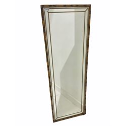 Mid century portrait wall mirror in simulated bamboo frame 