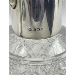 Cut glass claret jug with silver mounts H20cm Birmingham 1927 Maker Goldsmiths and Silversmiths Company