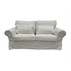White two seater sofa 'EKTORP' from Ikea, upholstered in white fabric 